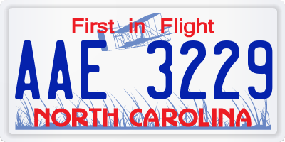 NC license plate AAE3229