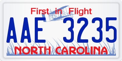 NC license plate AAE3235
