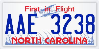 NC license plate AAE3238