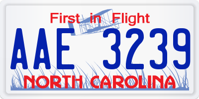 NC license plate AAE3239