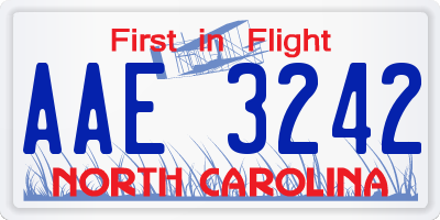 NC license plate AAE3242