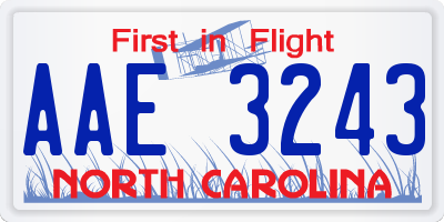 NC license plate AAE3243