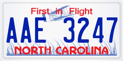 NC license plate AAE3247