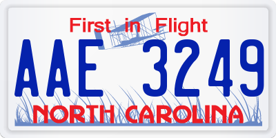 NC license plate AAE3249