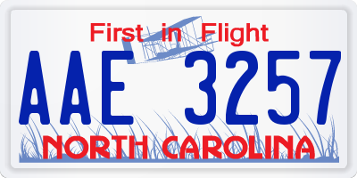 NC license plate AAE3257