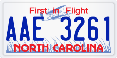 NC license plate AAE3261