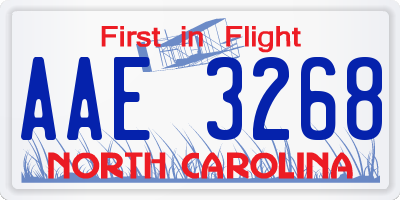 NC license plate AAE3268