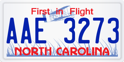 NC license plate AAE3273