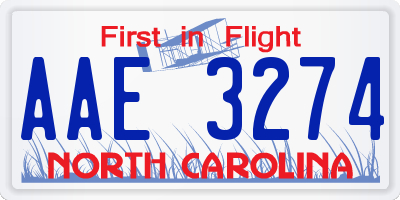 NC license plate AAE3274