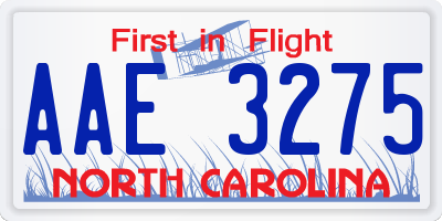 NC license plate AAE3275