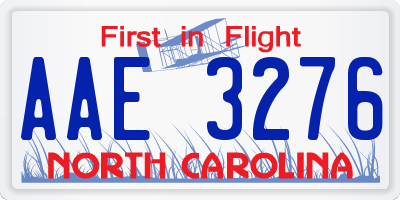 NC license plate AAE3276