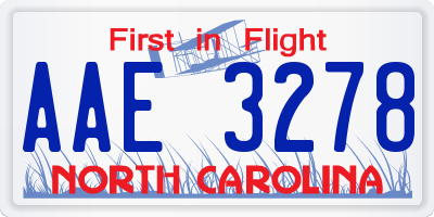 NC license plate AAE3278