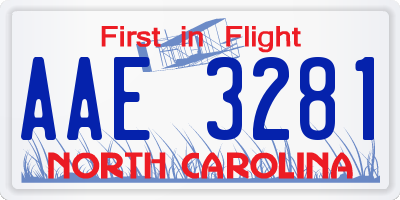 NC license plate AAE3281