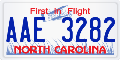 NC license plate AAE3282