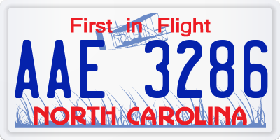 NC license plate AAE3286