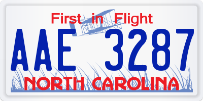 NC license plate AAE3287