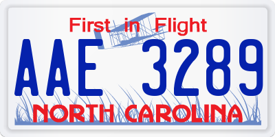 NC license plate AAE3289