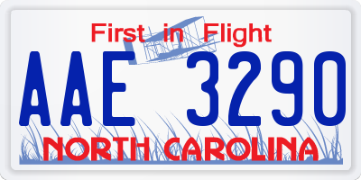 NC license plate AAE3290