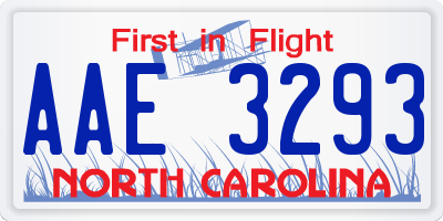 NC license plate AAE3293