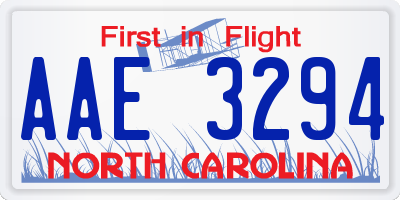 NC license plate AAE3294