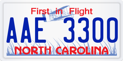 NC license plate AAE3300