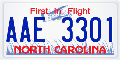 NC license plate AAE3301