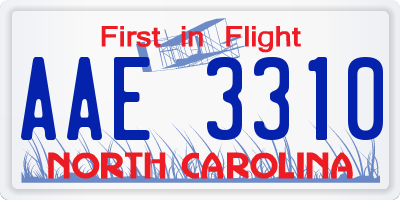 NC license plate AAE3310