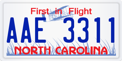 NC license plate AAE3311