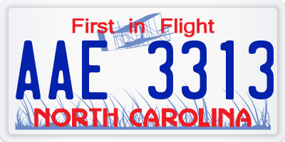 NC license plate AAE3313