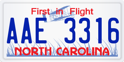 NC license plate AAE3316