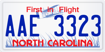 NC license plate AAE3323