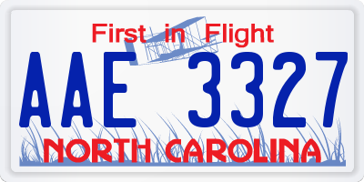 NC license plate AAE3327