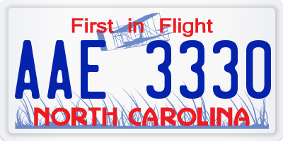 NC license plate AAE3330