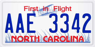 NC license plate AAE3342