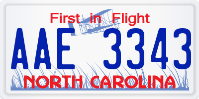 NC license plate AAE3343