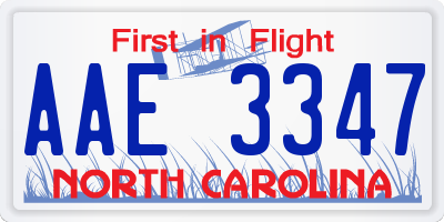 NC license plate AAE3347