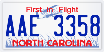 NC license plate AAE3358