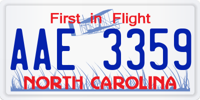 NC license plate AAE3359