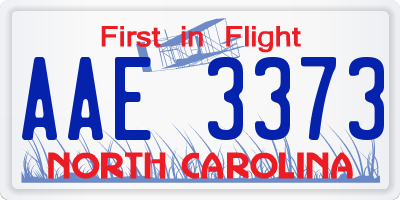 NC license plate AAE3373