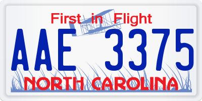 NC license plate AAE3375
