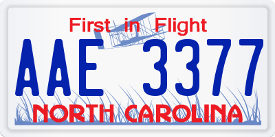 NC license plate AAE3377