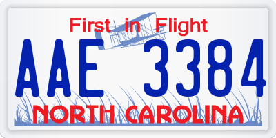 NC license plate AAE3384