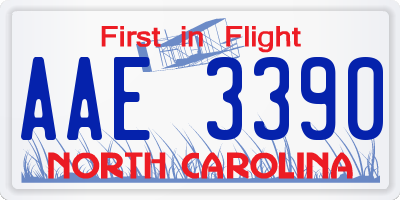 NC license plate AAE3390