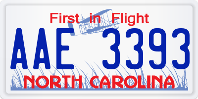 NC license plate AAE3393