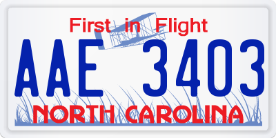 NC license plate AAE3403