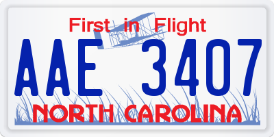 NC license plate AAE3407