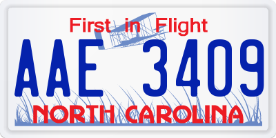NC license plate AAE3409