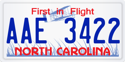 NC license plate AAE3422