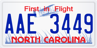 NC license plate AAE3449