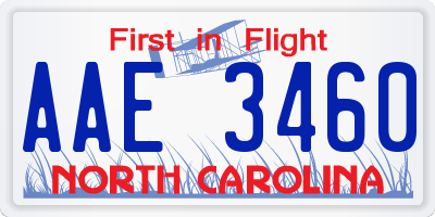 NC license plate AAE3460